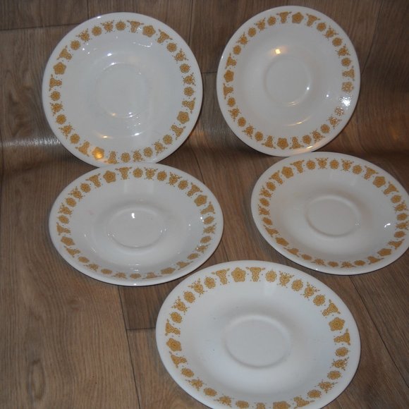 Corningware Other - VINTAGE CORELLE SAUCERS  GOLD BUTTERFLY  CORNING   1970s